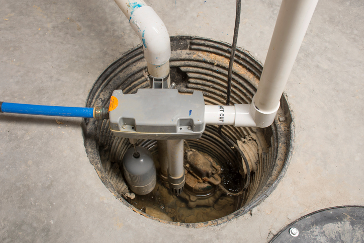 Sump pump installed in the basement of someone’s home