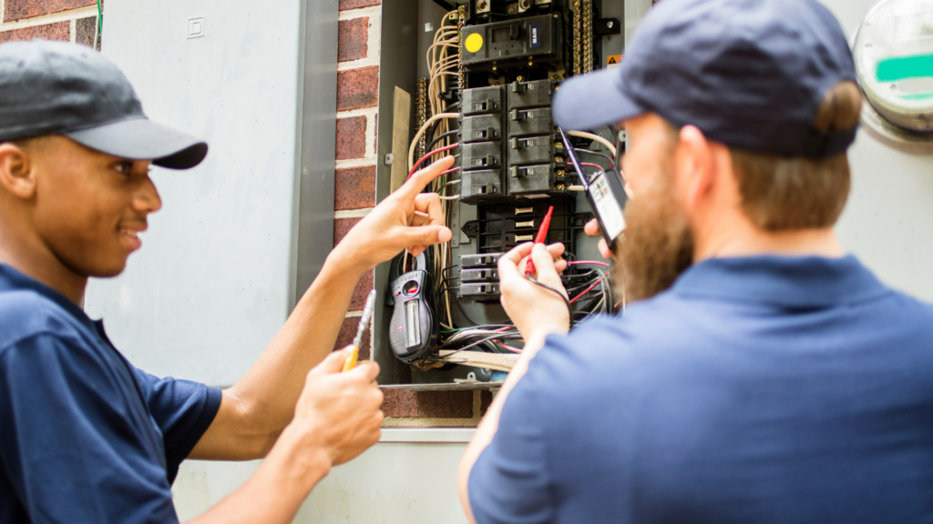 Electricians working on Breaker Box
